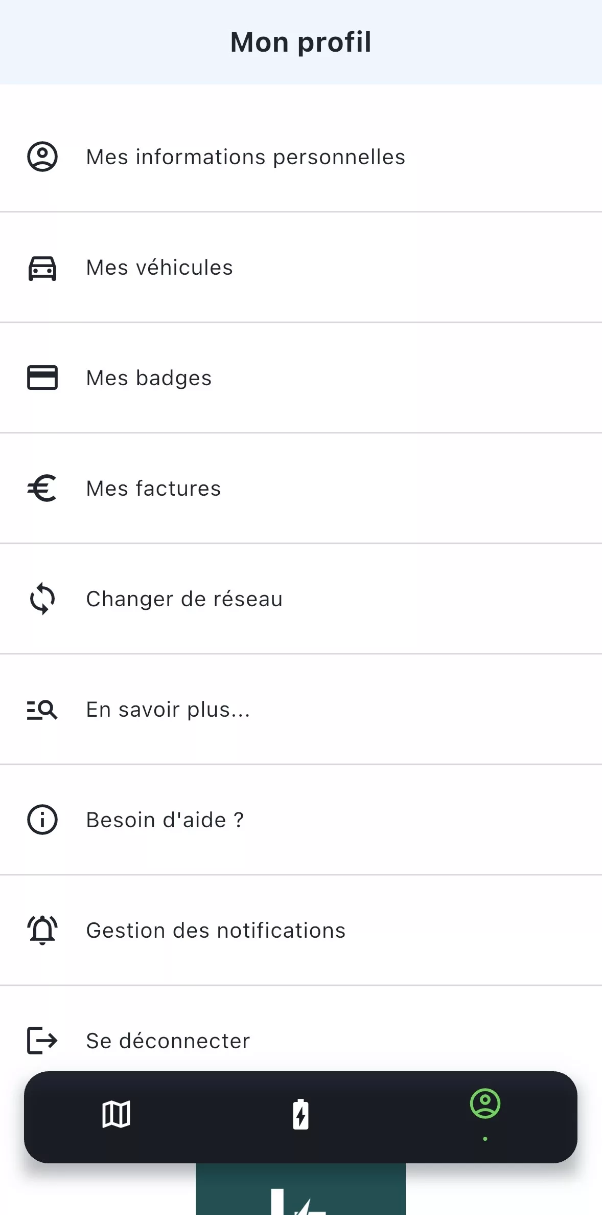 chargekeeper appli - parameter compte - ma borne lr
